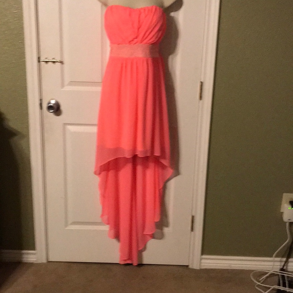 Strapless high-low chiffon dress